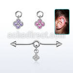 incndz1 steel industrial loop barbell w cone flower w set czs 