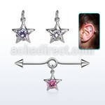 incndz3 steel industrial loop barbell w cone star w round cz 