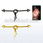 incntd14 black industrial loop barbell w cones lightning symbol