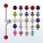 incpr5 316l steel industrial twister barbell with pearl balls