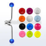 incvb5 316l steel industrial twister barbell with 5mm uv balls