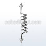 indcn5 316l steel industrial coil barbell (1.6mm) w 5mm cones