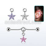 inddz2 steel industrial loop barbell w ball flower cz petals 