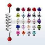 indpr5 316l steel industrial coil barbell with pearl balls