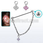 indsdz1 steel industrial loop barbell w jewel ball w star cz 