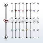 indsh12 316l steel industrial barbell w center multi jewel ball