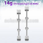 indsh14 316l steel industrial barbell with 5mm dices 4mm balls