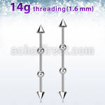 indsh15 316l steel industrial barbell with 5mm cones 4mm balls
