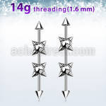 indsh16 316l steel industrial barbell w 5mm cones spike balls