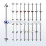 indsh18 316l steel industrial barbell w cones multijewel ball