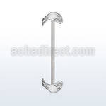 indsh25 316l steel industrial barbell w two rhodium plated wings
