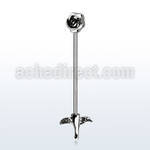 indsh27 316l steel industrial barbell w a rose two small leafs
