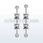 indsh2 316l steel industrial barbell w 5mm balls spike balls