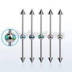 indsh33 316l steel industrial barbell w 4 synthetic opals cone