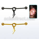 indtd14 black industrial loop barbell w balls lightning symbol