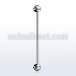 indxj 316l steel industrial barbell with striped acrylic balls