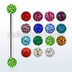 infr5 316l steel industrial barbell w 5mm multi crystal ball