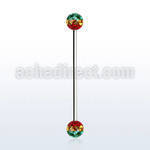 infr5r 316l steel industrial barbell with ferido rasta balls