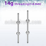 insh3 surgical steel industrial barbell post with center balls