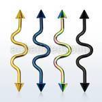 intacn5 anodized 316l steel industrial zig zag barbell w cones