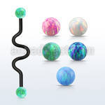 intaop5 anodized industrial zig zag barbell synthetic opal ball