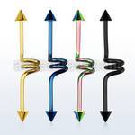 intccn5 anodized 316l steel industrial twister barbell 5mm cone