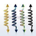 intdcn5 anodized 316l steel industrial coil barbell with cones