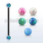 intop4s anodized steel industrial barbell w 4mm opal balls