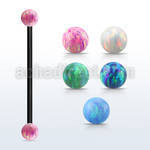intop5 anodized industrial barbell w 5mm synthetic opal balls