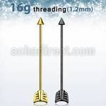 intsaw anodized 316l steel industrial barbell with cone arrow
