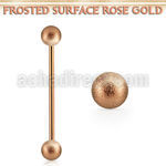 inttfo5s rose gold steel industrial barbell w 5mm frosted balls