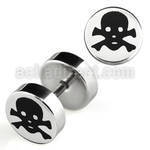 ip10 high polished steel fake plug w skull bones logo