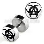 ip13 high polished steel fake plug with biohazard logo