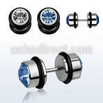ip2c high polished fake plug w 2 bezel set center crystals
