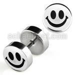 ip5 high polished fake plug with laser edged smiley logo