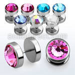 ipfb8 316l steel fake plug w bezel set dome flat crystal