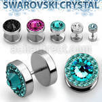 ipgc steel fake plug w big ferido swarovski central crystal