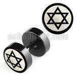 ipls13 black 316l steel fake plug with laser edged david star