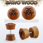 iplswc sawo wood fake plug wlaser edged biohazard logo