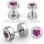 ipmch fake steel plug w ferido heart multi crystal side