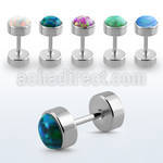 ipmo 316l steel fake plug w synthetic opal top