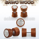 ipswmc sawo wood fake plug w ferido glued crystal w resin cover
