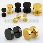 iptrd anodized 316l steel fake plug in black and gold