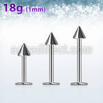 lb18cn3 316l steel labret 18g 1mm with 3mm cone