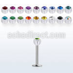 lbajb3 steel labret w a 3mm bio flex ball w bezel set crystal