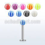 lbbeb3 316l steel labret with 3mm acrylic uv beach ball