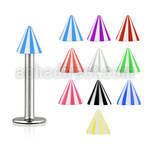 lbbecn3 316l steel labret with 3mm acrylic uv beach cone