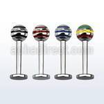 lbby4 316l steel labret with 4mm acrylic color stripe ball