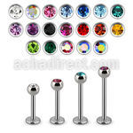 lbc3 16g 316l steel labret with 3mm bezel set jewel ball