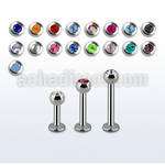 lbc3g 14g 316l steel labret with 3mm bezel set jewel ball